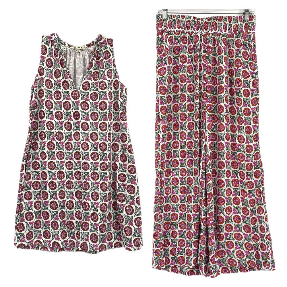 Boden White Pink Wide Leg Pants | Womens 8